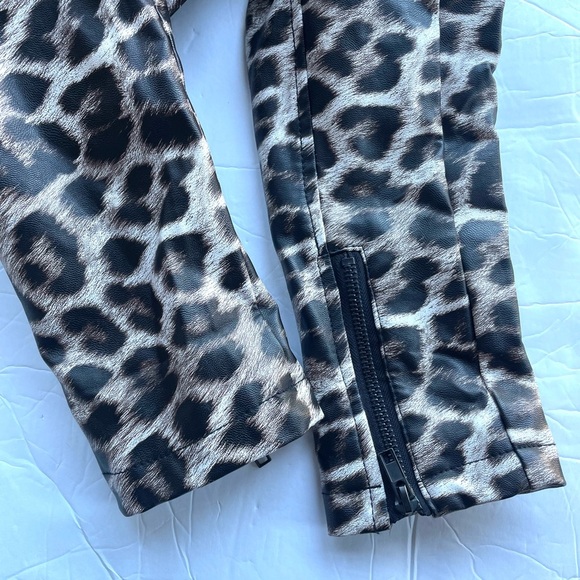 Pleather Jacket Animal Print Moto Leopard Medium - Picture 8 of 13